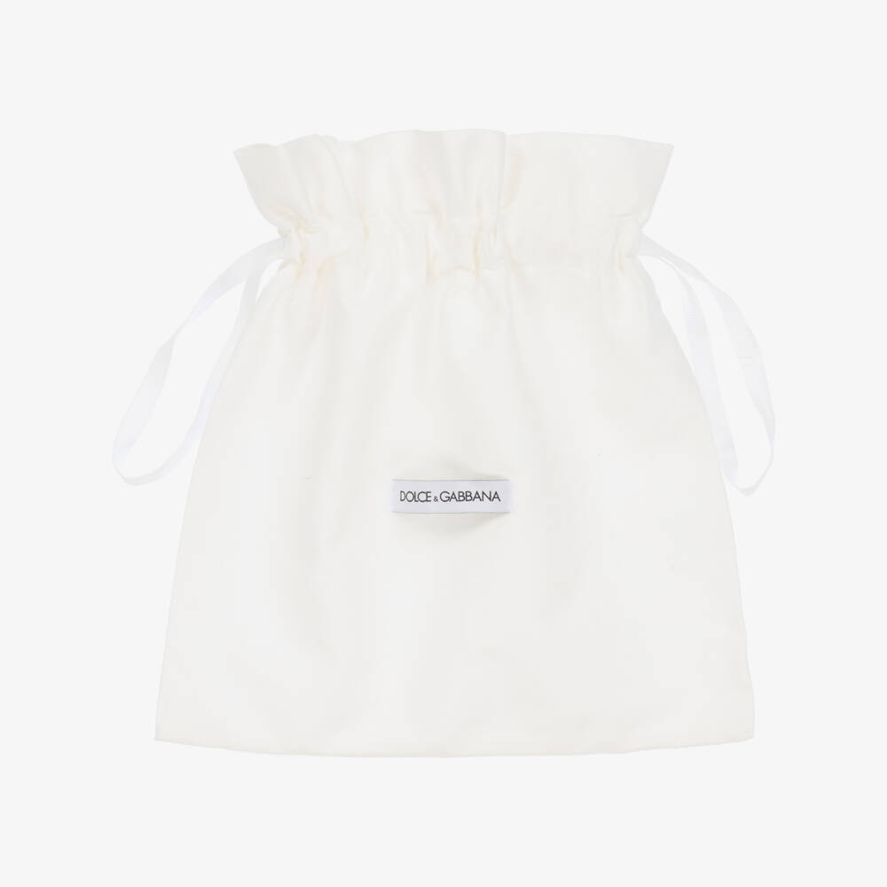 Dolce & Gabbana-Baby Girls White & Pink Floral Logo Leather Pre-Walkers | Childrensalon Outlet