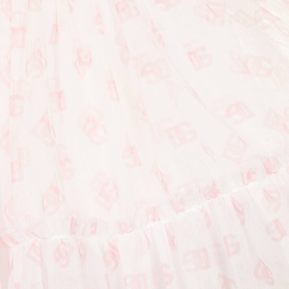 Dolce & Gabbana-Бело-розовое платье из тюля | Childrensalon Outlet