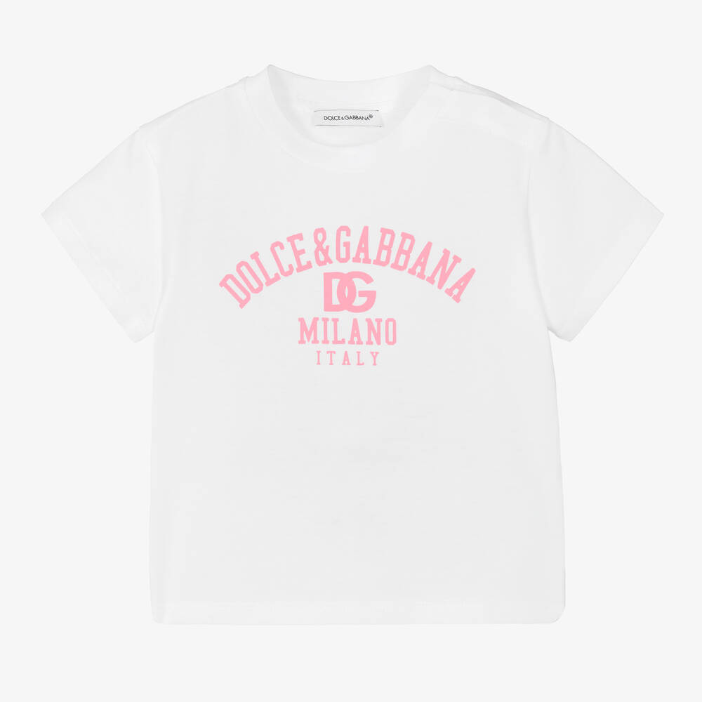 Dolce & Gabbana - تيشيرت أطفال بناتي قطن لون أبيض | Childrensalon