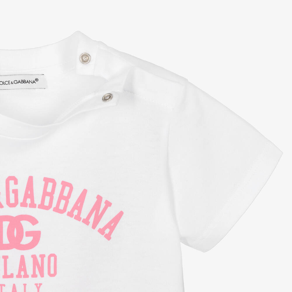 Dolce & Gabbana - Baby White Cotton Logo T-Shirt