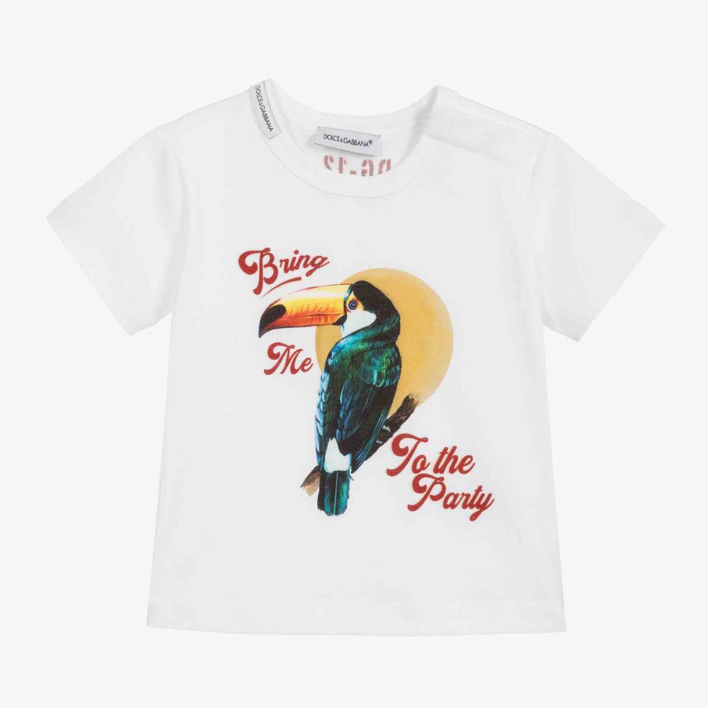 Dolce & Gabbana-Baby White Cotton T-Shirt | Childrensalon Outlet