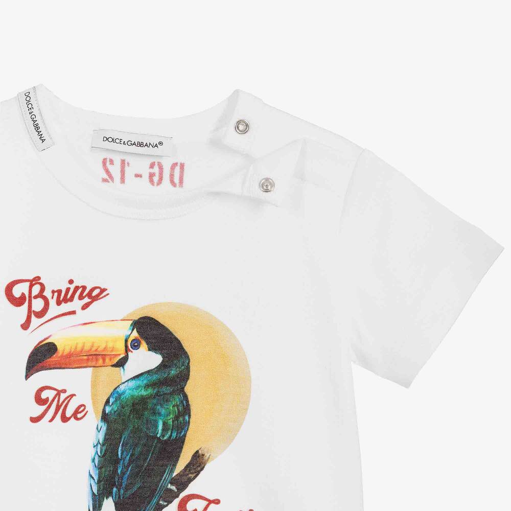ベビー用トップス Dolce & Gabbana T-Shirt Dolce & Gabbana - Baby White Cotton T-Shirt | Childrensalon