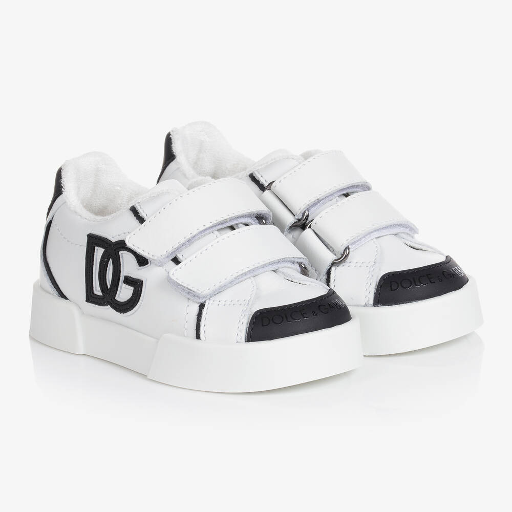 Dolce & Gabbana - Белые кожаные кроссовки DG для малышей | Childrensalon