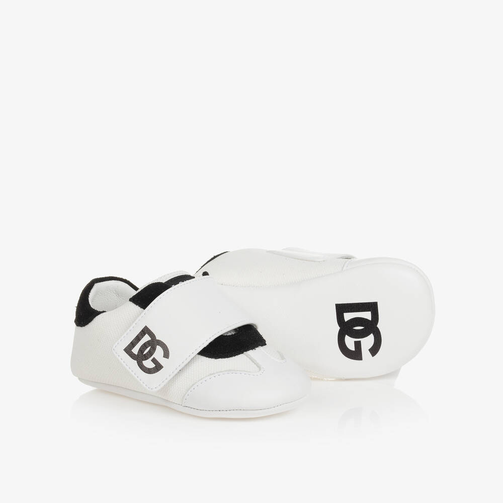 Baby White Leather Pre Walker Trainers