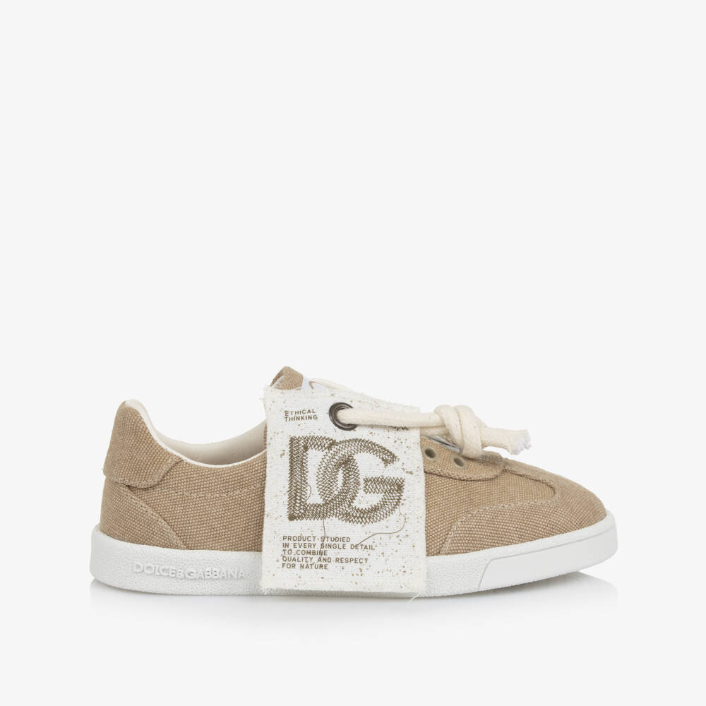 Dolce & Gabbana-حذاء رياضي من القماش القطني البيج | Childrensalon Outlet