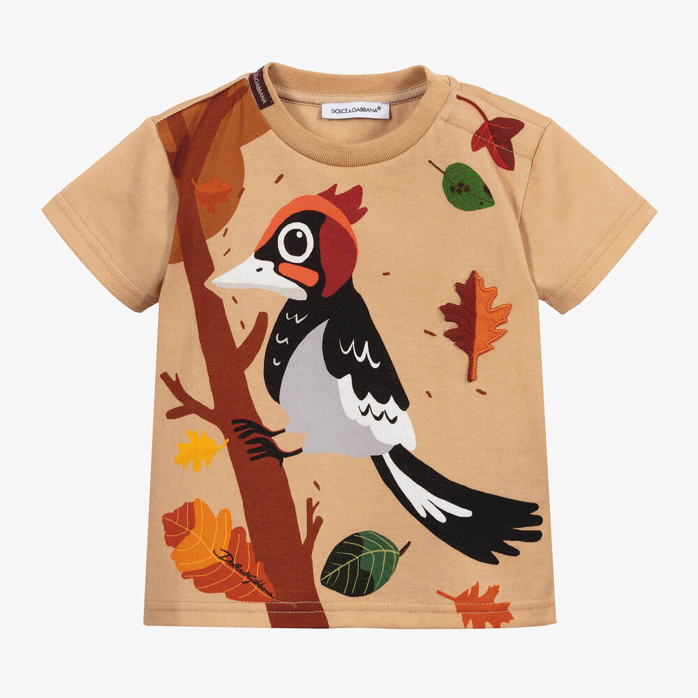 Dolce & Gabbana - Beigefarbenes Baumwoll-T-Shirt (B) | Childrensalon