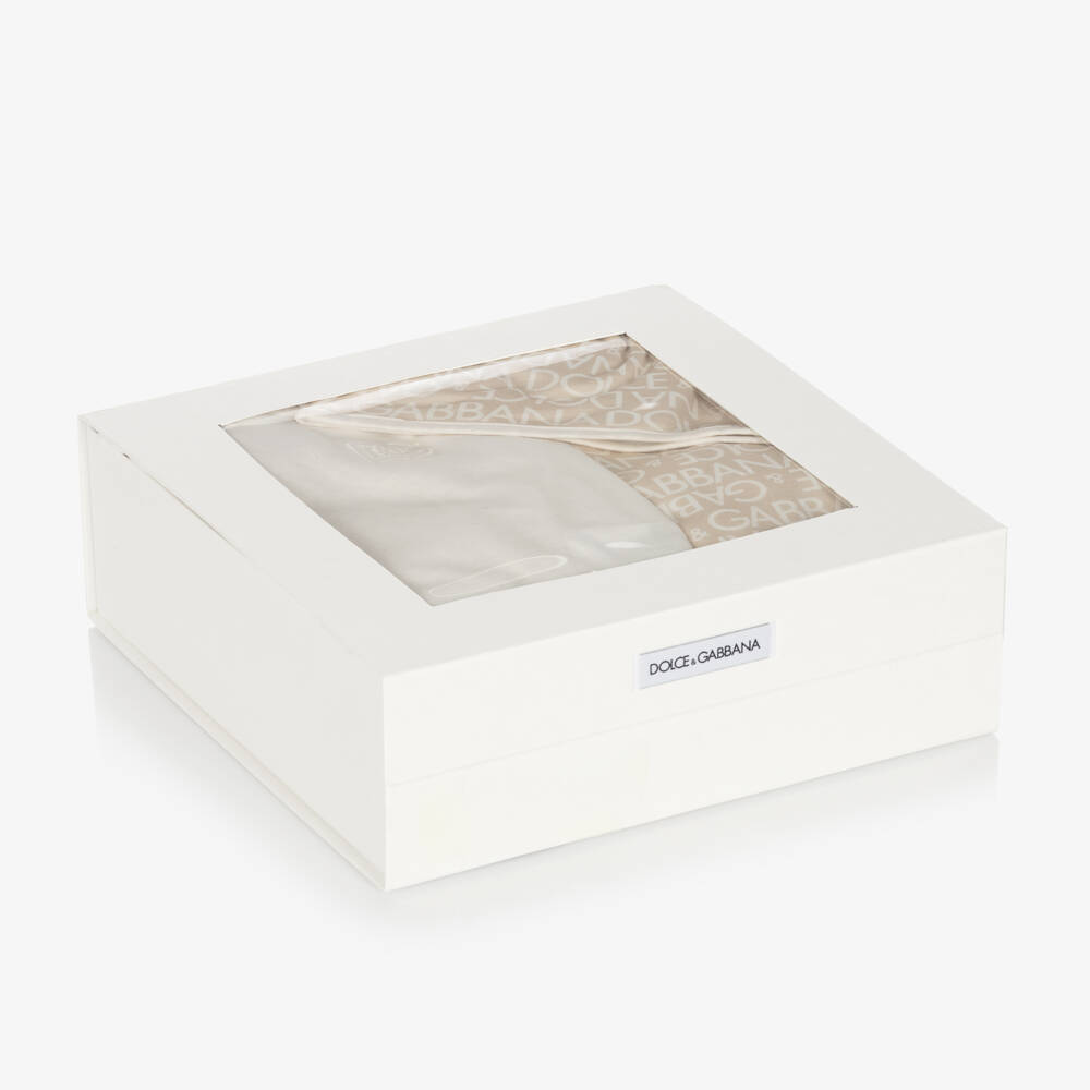 Dolce & Gabbana-Beige Cotton Babysuit Gift Set | Childrensalon Outlet