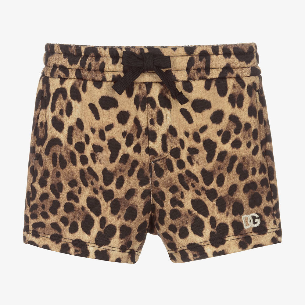 Short beige coton a imprime leopard