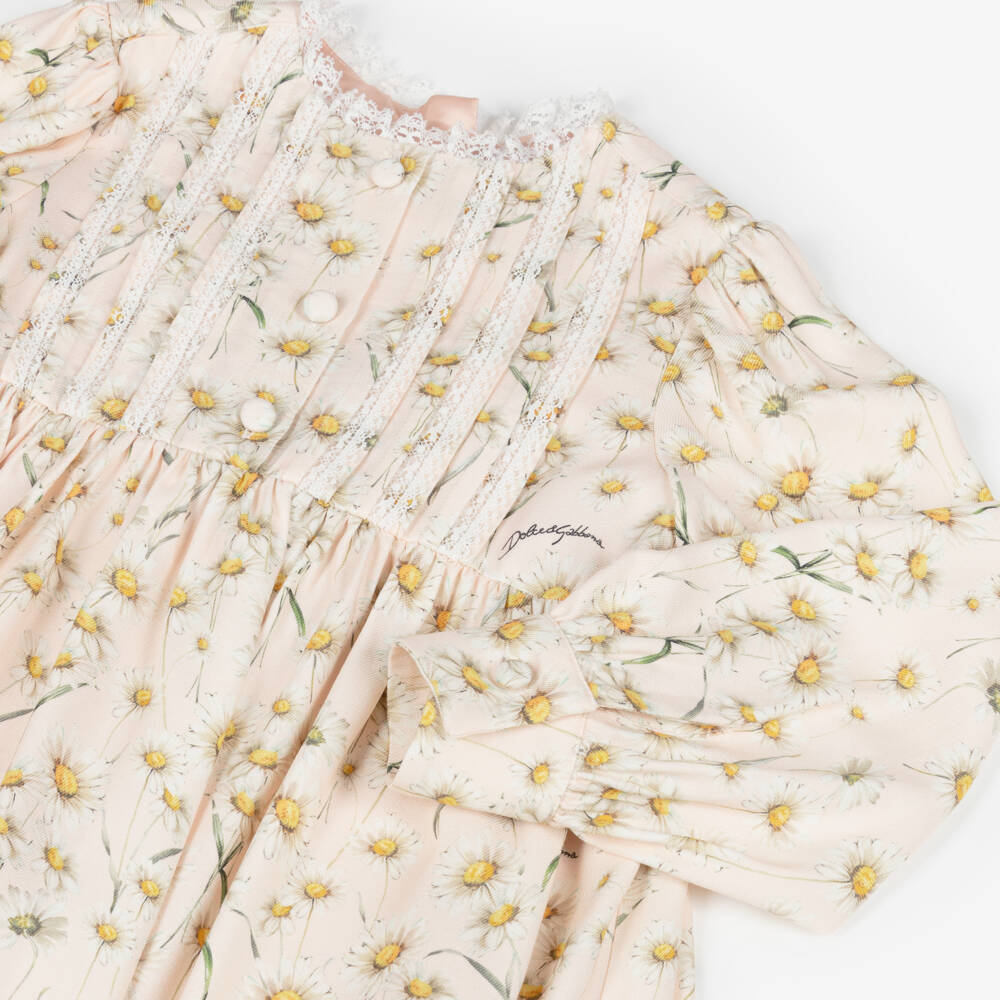 Dolce & Gabbana-Beige Daisy All Over Dress | Childrensalon Outlet