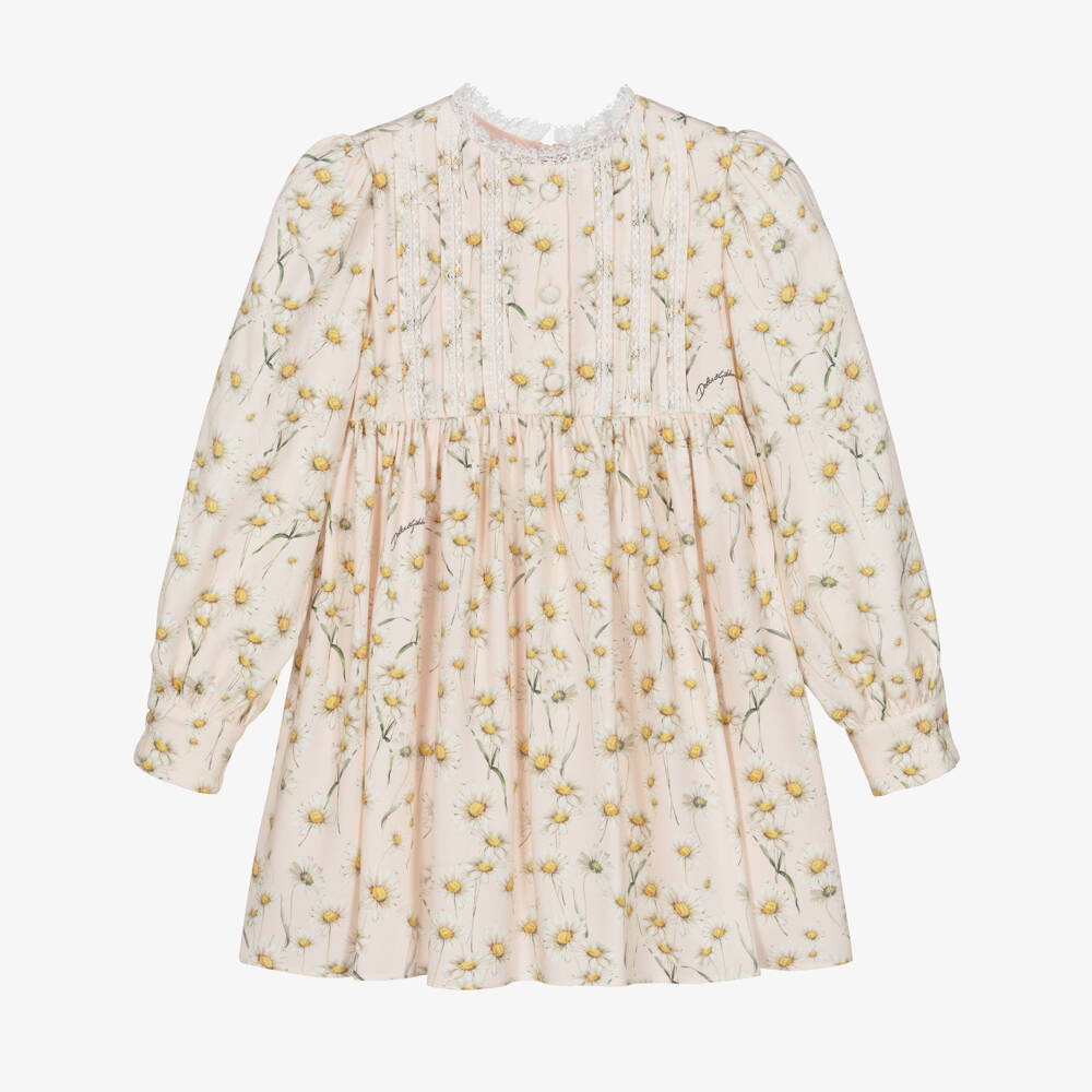 Dolce & Gabbana-Beige Daisy All Over Dress | Childrensalon Outlet