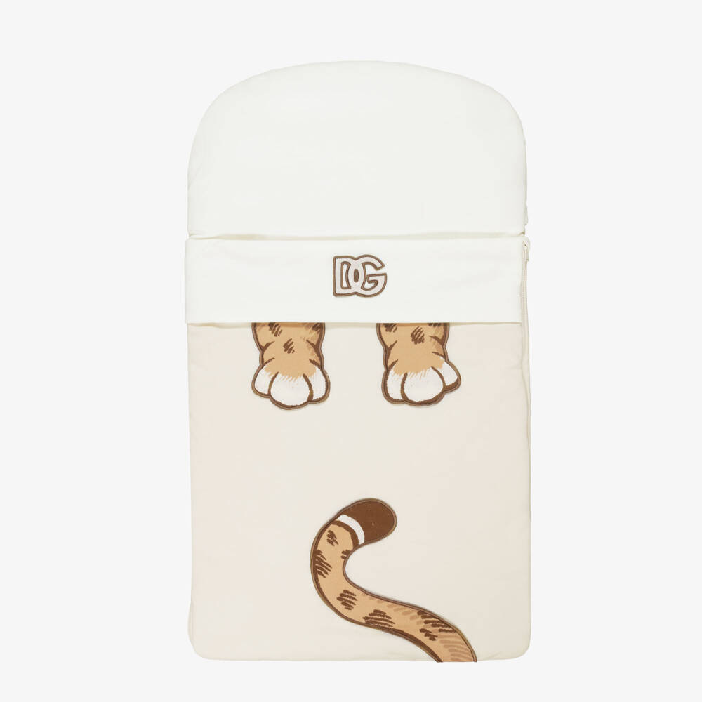Dolce & Gabbana-Beige Leopard Cub Cotton Jersey Baby Nest (82cm) | Childrensalon Outlet