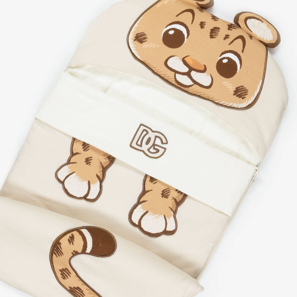 Dolce & Gabbana-Beige Leopard Cub Cotton Jersey Baby Nest (82cm) | Childrensalon Outlet