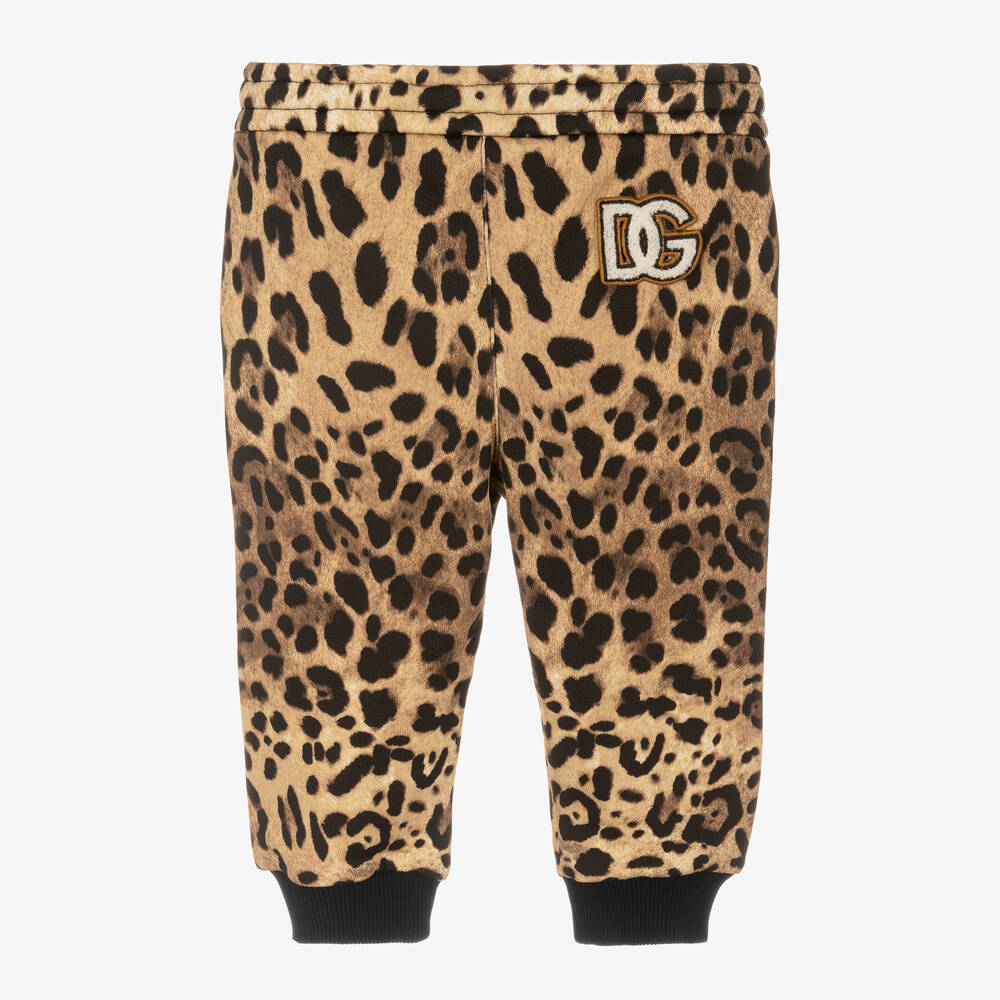 Dolce & Gabbana-Бежевые джоггеры с леопардовым принтом | Childrensalon Outlet
