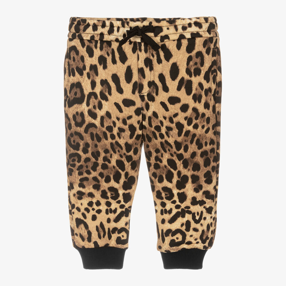 Dolce & Gabbana - Beige Leopard Print Logo Joggers | Childrensalon