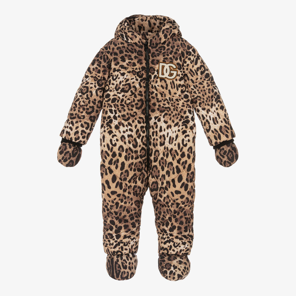 Dolce & Gabbana - Beiger Schneeanzug mit Leo-Print | Childrensalon