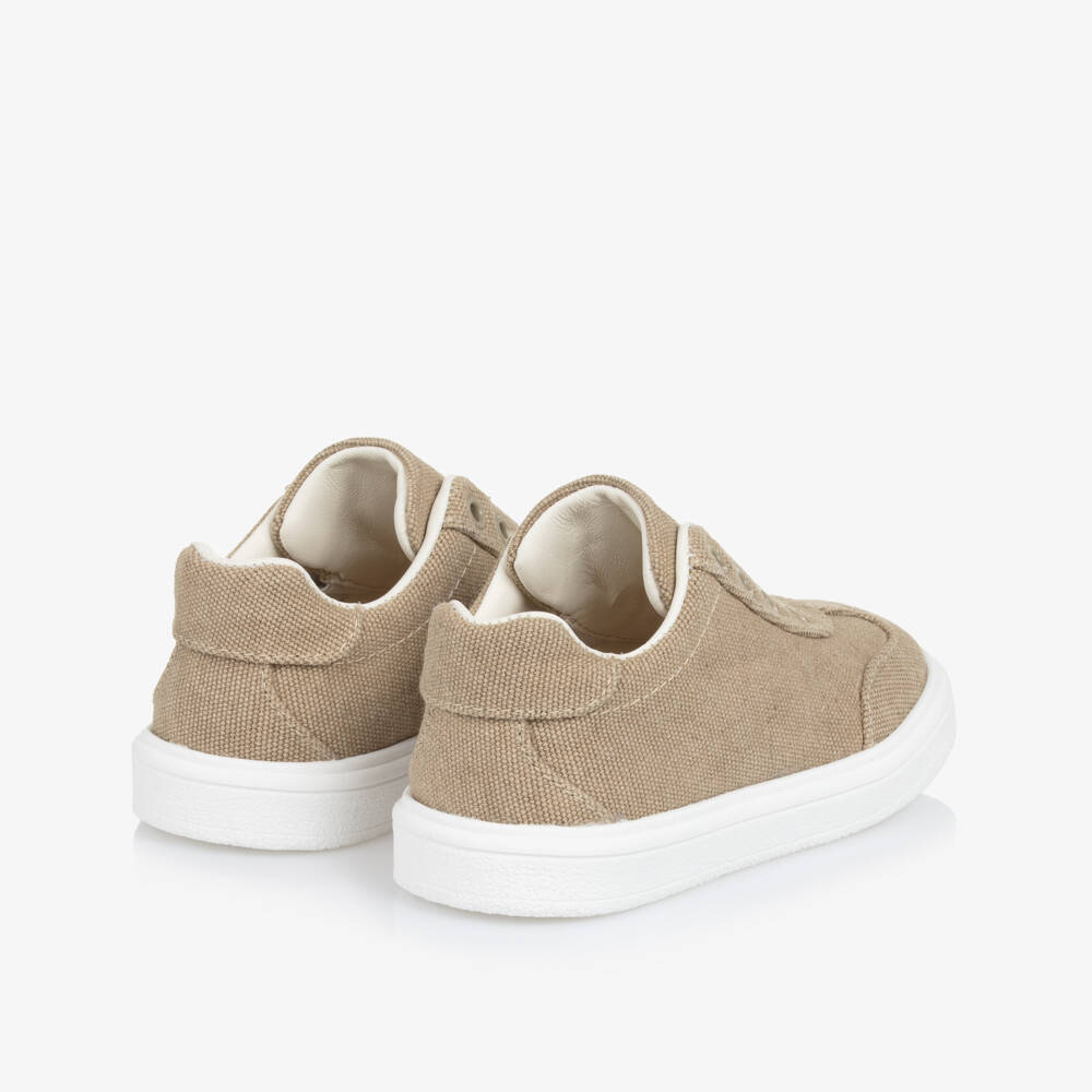 Dolce & Gabbana-Beige Logo Canvas Trainers | Childrensalon Outlet