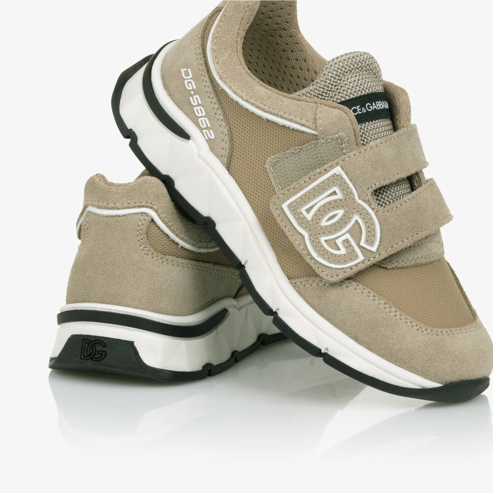 Dolce & Gabbana-Beige & White Boys Sporty Sneakers | Childrensalon Outlet