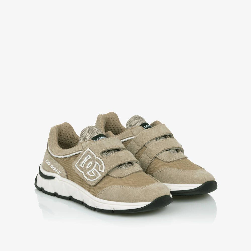 Dolce & Gabbana-Beige & White Boys Sporty Sneakers | Childrensalon Outlet