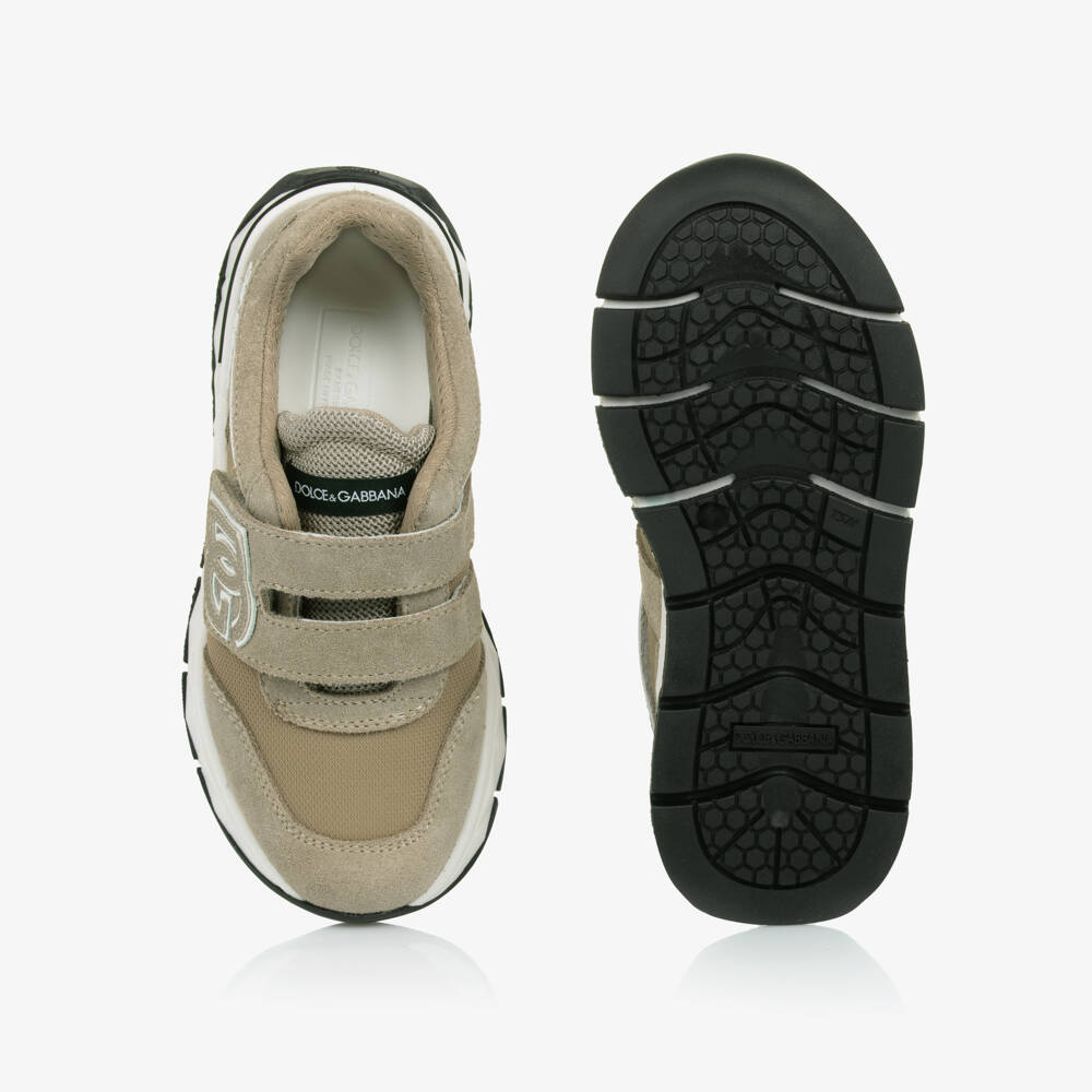 Dolce & Gabbana-Beige & White Boys Sporty Sneakers | Childrensalon Outlet