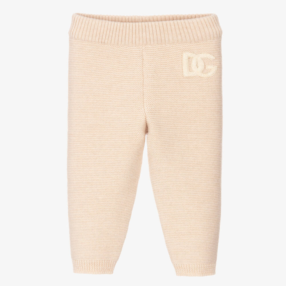 Dolce & Gabbana - Pantalon de jogging beige en maille de laine Bébé | Childrensalon