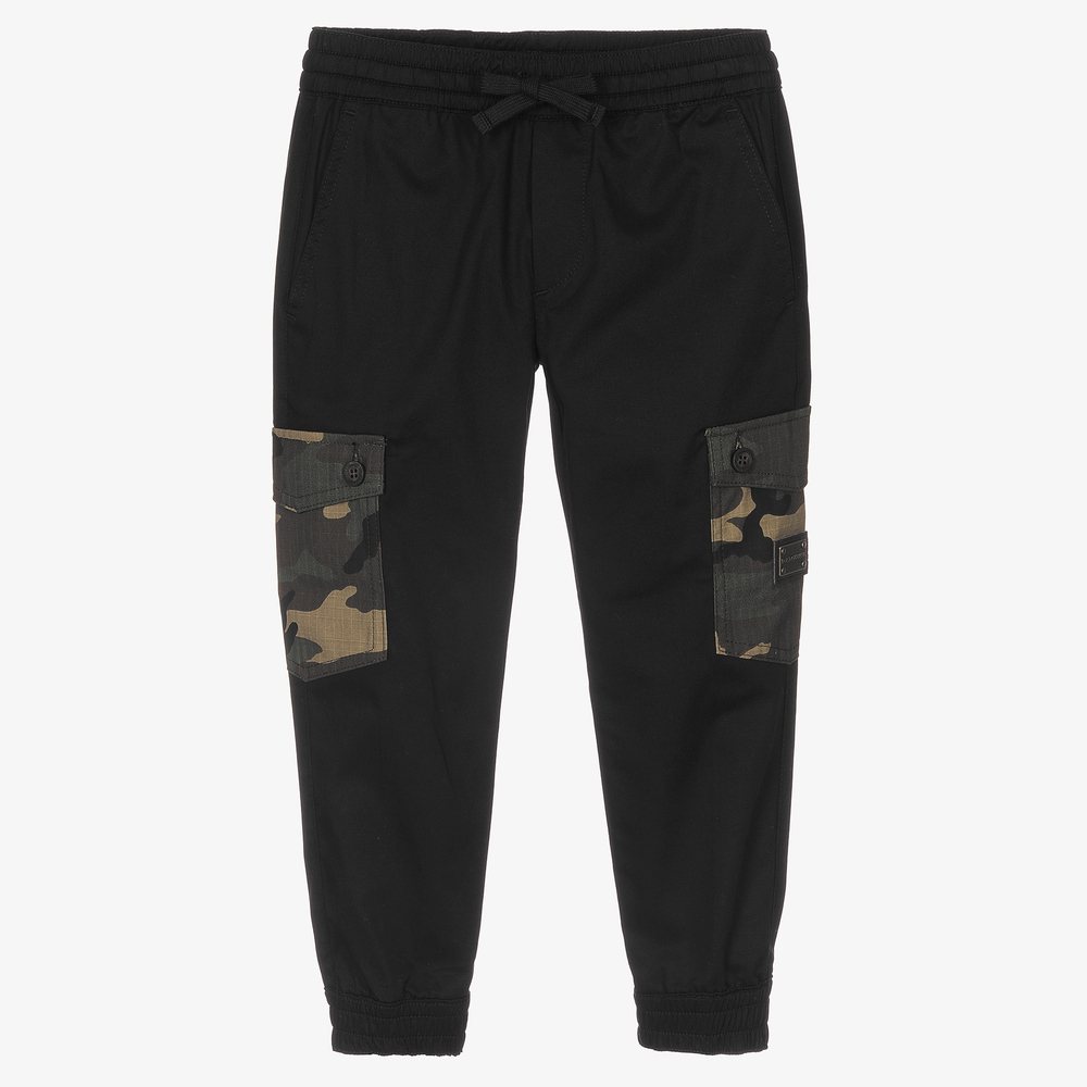 Dolce & Gabbana-Black Camouflage Joggers | Childrensalon Outlet