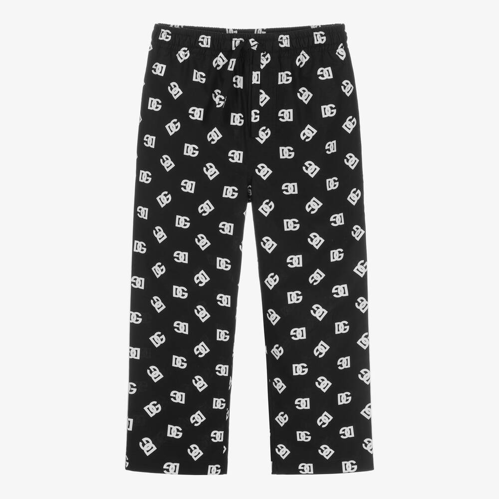 Dolce & Gabbana - Pantalon noir en coton DG | Childrensalon