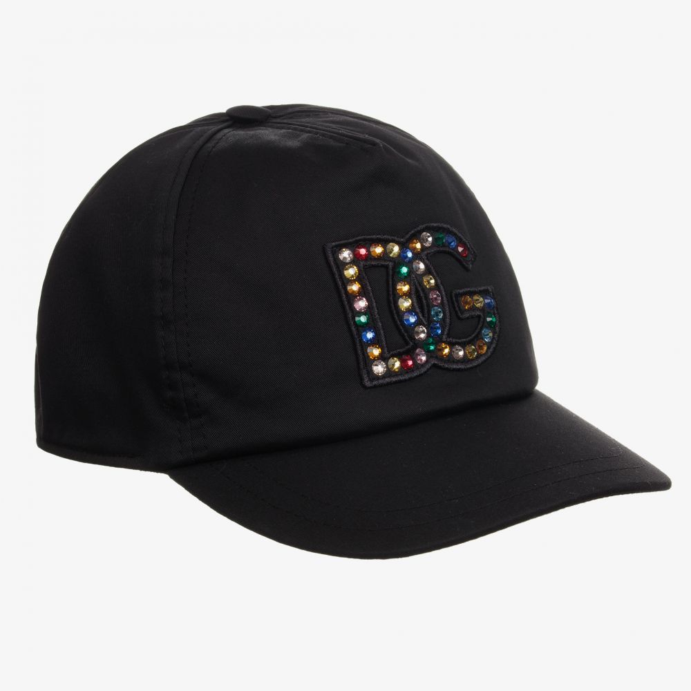 Dolce & Gabbana - Black Crystal DG Logo Cap | Childrensalon