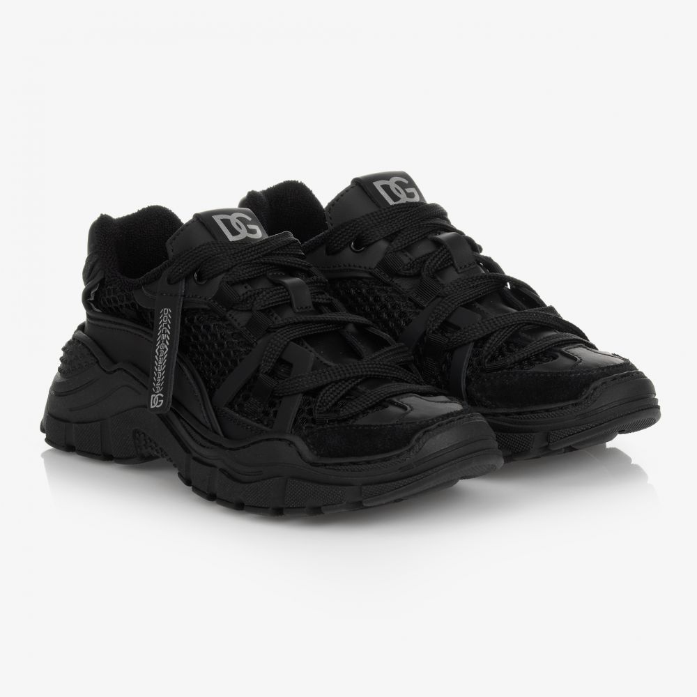 Dolce & Gabbana - Black DG Leather Trainers | Childrensalon