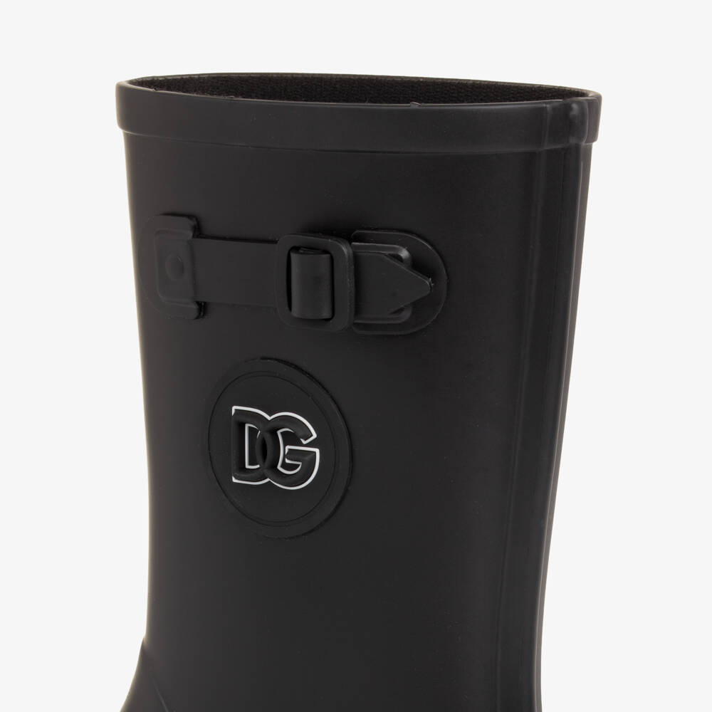 Dolce & Gabbana-Black DG Logo Rain Boots | Childrensalon Outlet