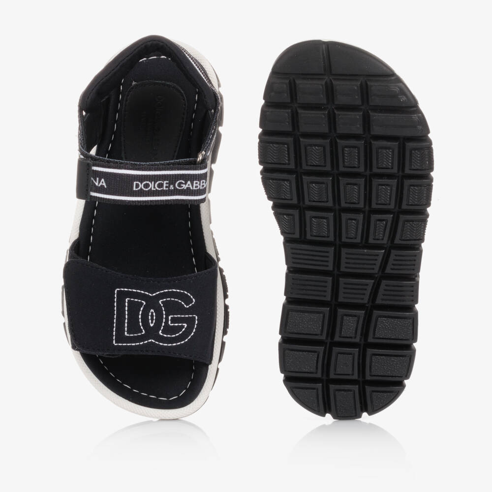 Dolce & Gabbana-Black DG Logo Sandals | Childrensalon Outlet