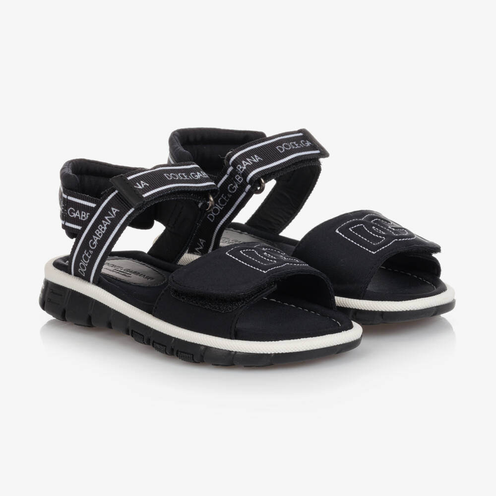 Dolce & Gabbana-Black DG Logo Sandals | Childrensalon Outlet
