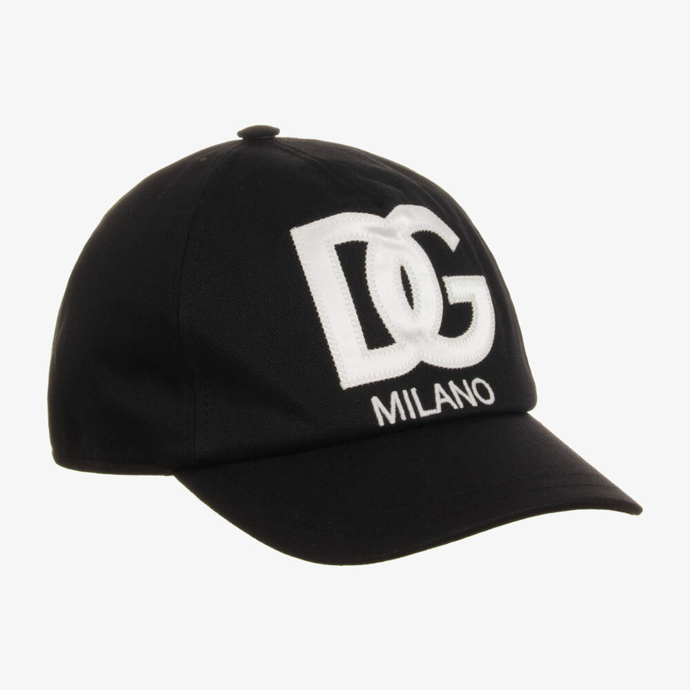 Dolce & Gabbana-Black DG Milano Cotton Cap | Childrensalon Outlet