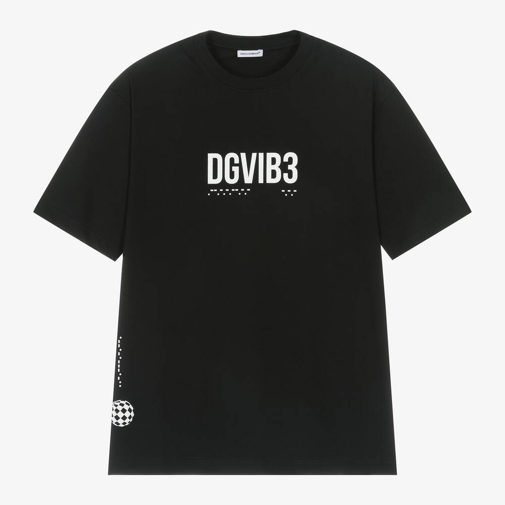 Dolce & Gabbana-Black DG Vibe Cotton T-Shirt | Childrensalon Outlet