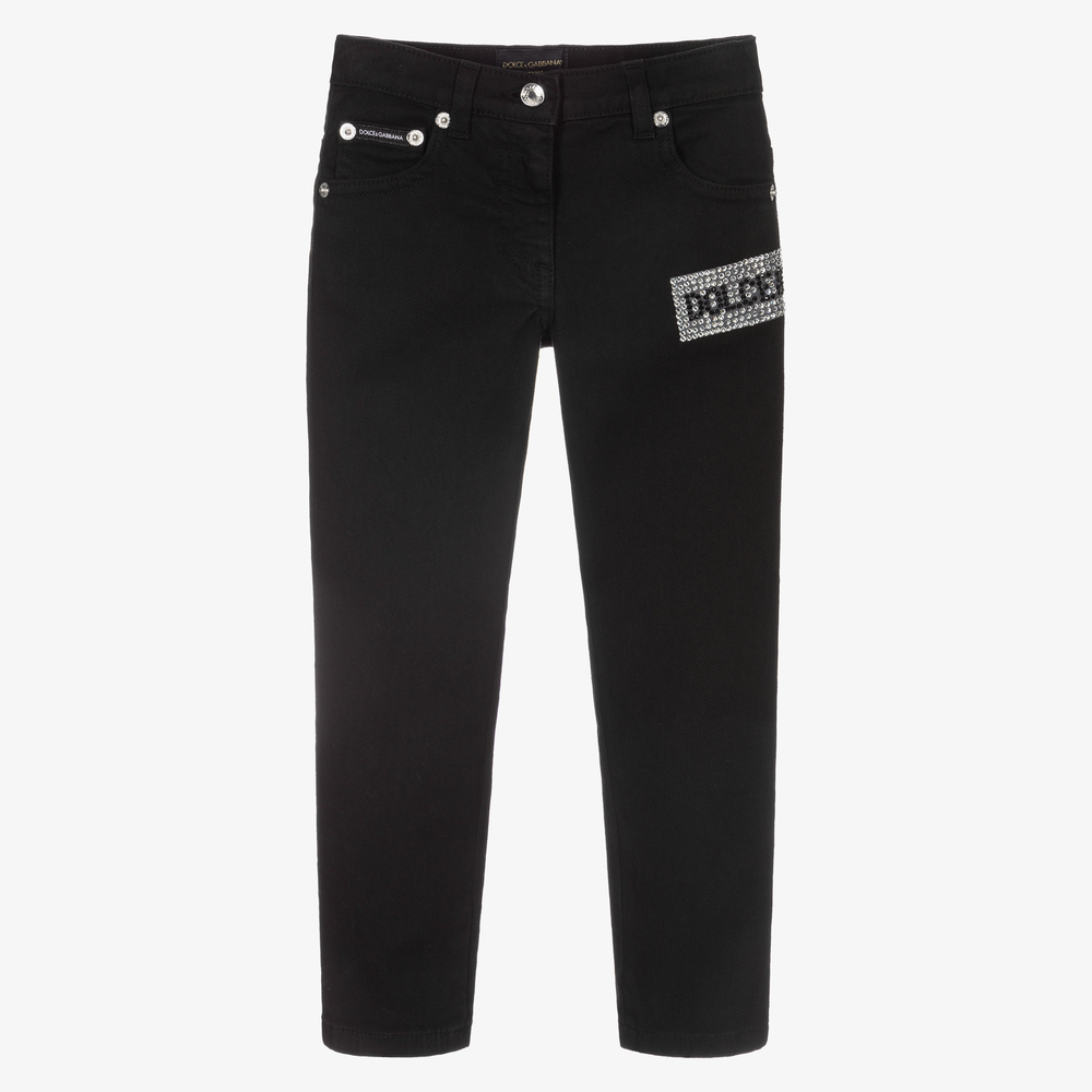 Dolce & Gabbana - Black Diamanté Logo Jeans  | Childrensalon