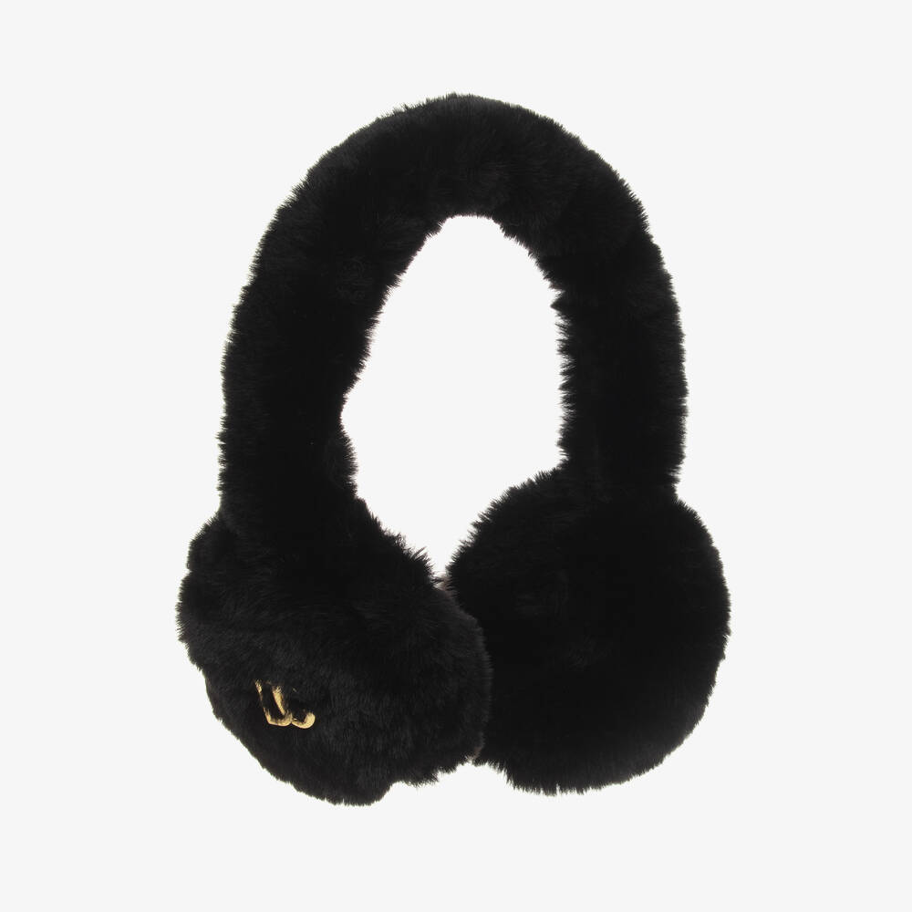 Dolce & Gabbana-Black Faux Fur Ear Muffs | Childrensalon Outlet