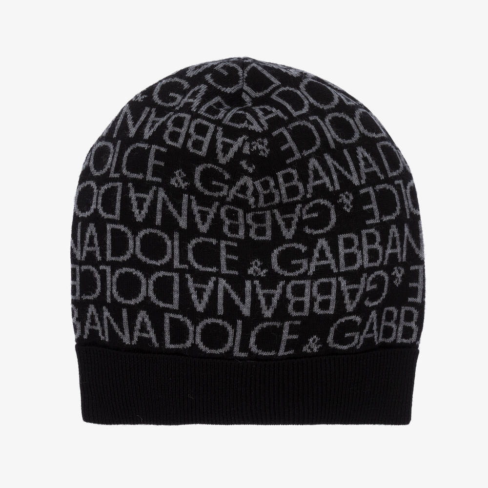 Dolce & Gabbana - Bonnet noir et gris en laine | Childrensalon