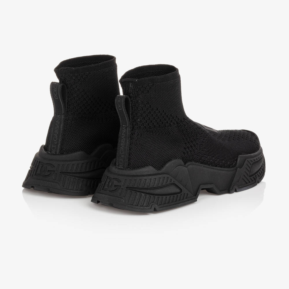 Dolce & Gabbana-Black Knitted Sock Trainers | Childrensalon Outlet