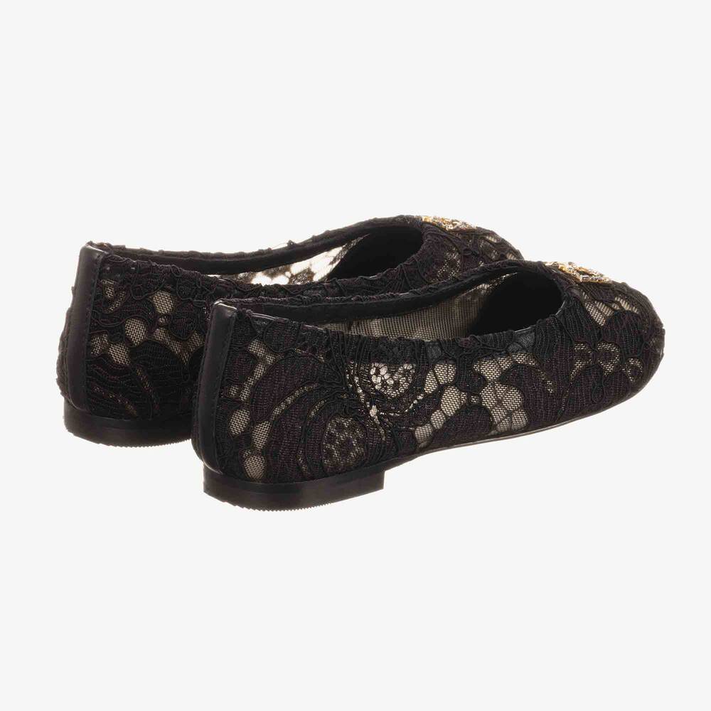 Dolce Gabbana Black Lace Ballerina Pumps Childrensalon Outlet