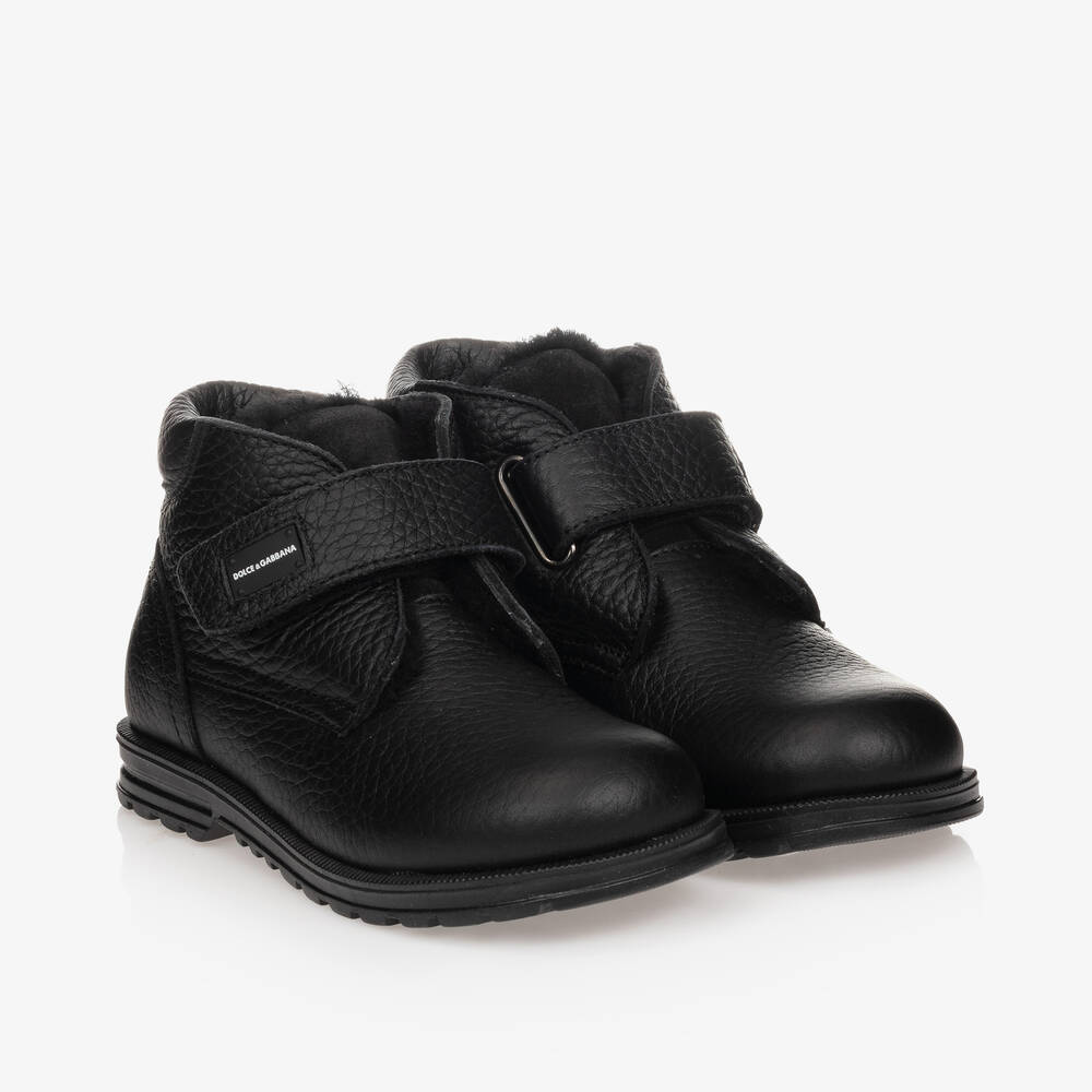 Dolce & Gabbana - Black Leather Ankle Boots | Childrensalon