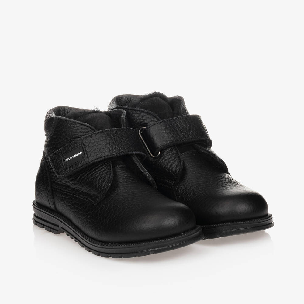 Dolce & Gabbana - Bottines noires en cuir | Childrensalon