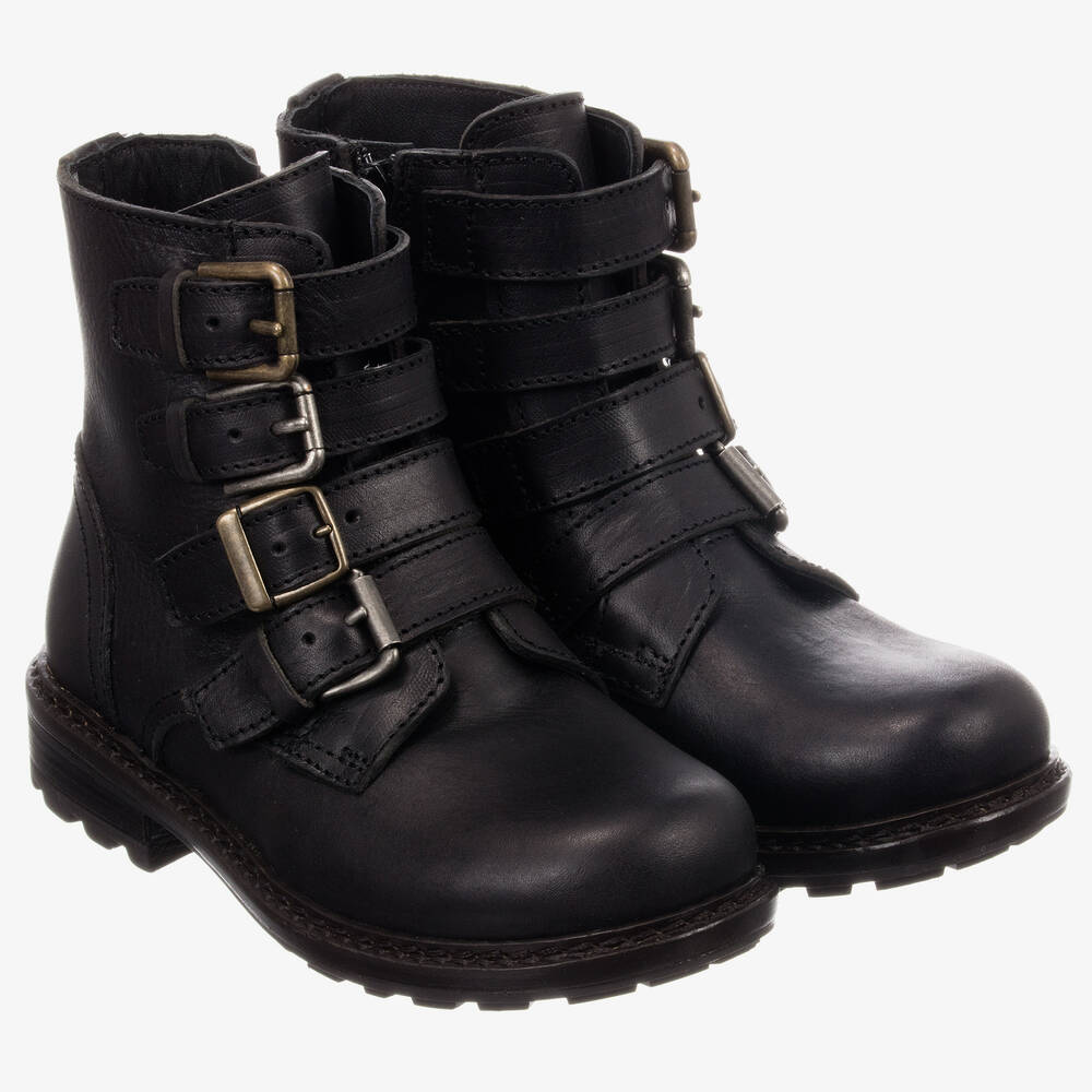 Dolce & Gabbana - Black Leather Biker Boots | Childrensalon