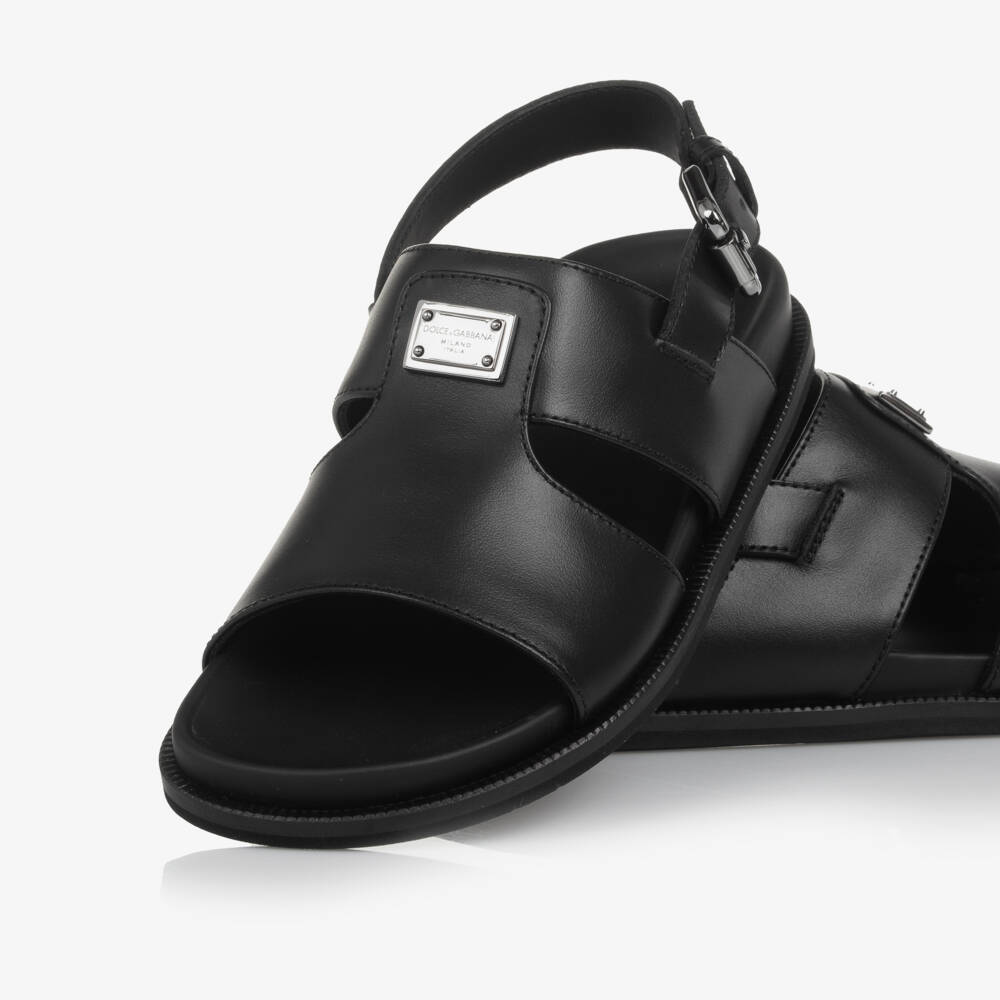 Dolce & Gabbana-Кожаные сандалии с пряжкой черные | Childrensalon Outlet