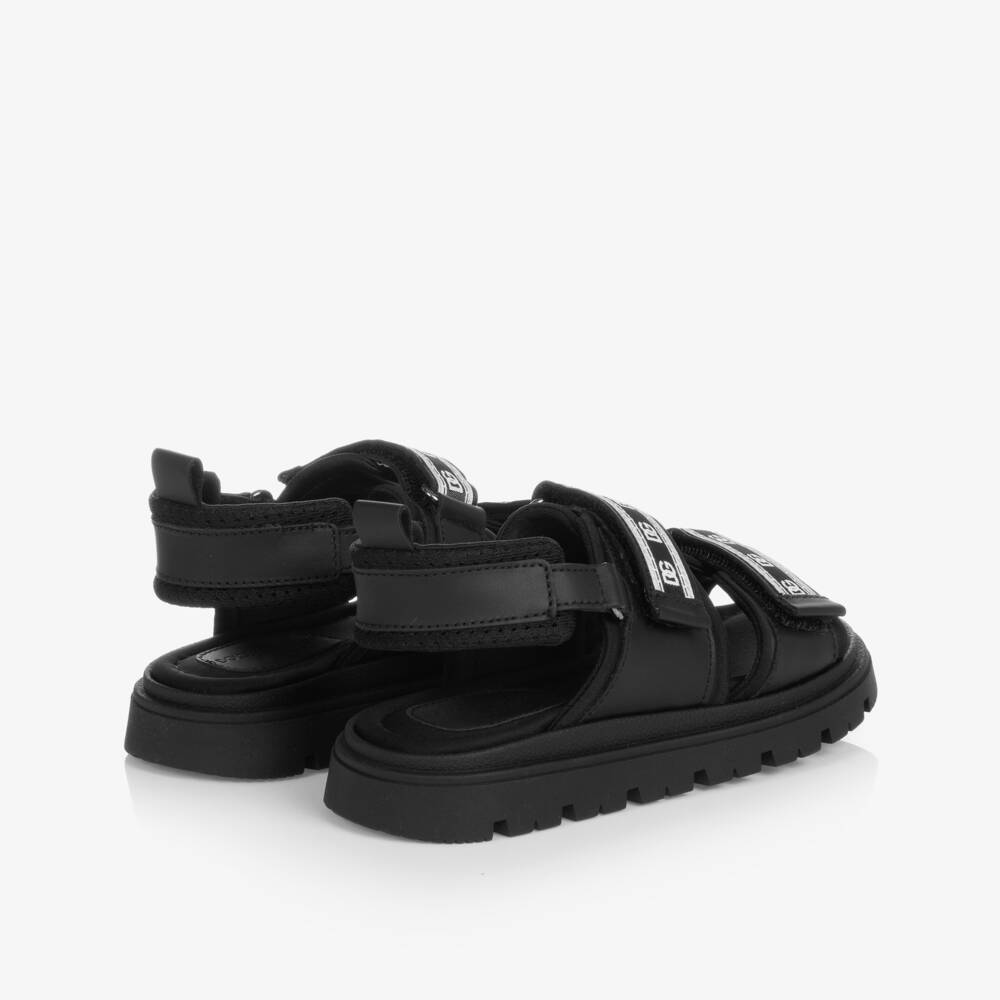 Dolce & Gabbana-Черные кожаные сандалии DG | Childrensalon Outlet