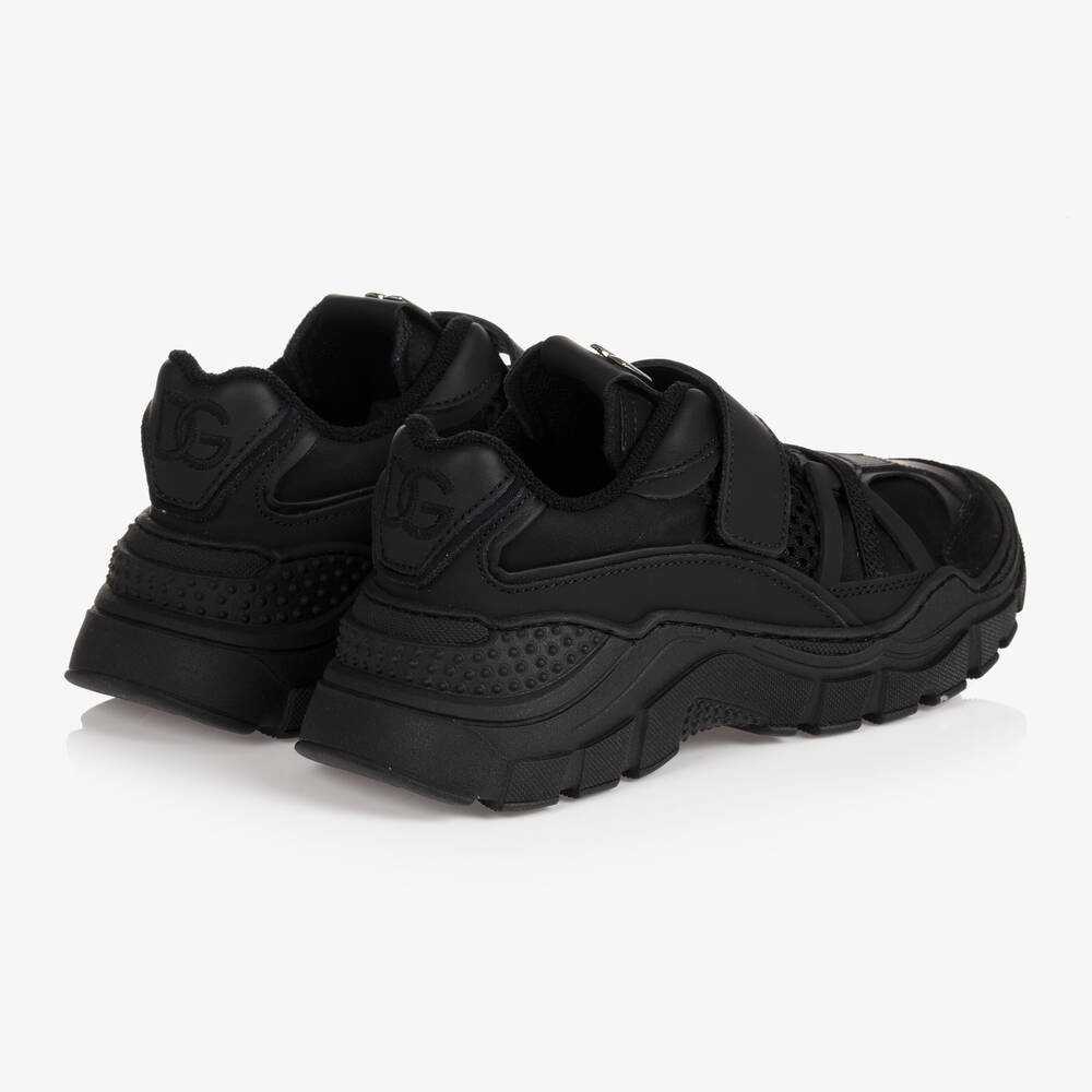 Dolce & Gabbana-Black Leather Trainers | Childrensalon Outlet