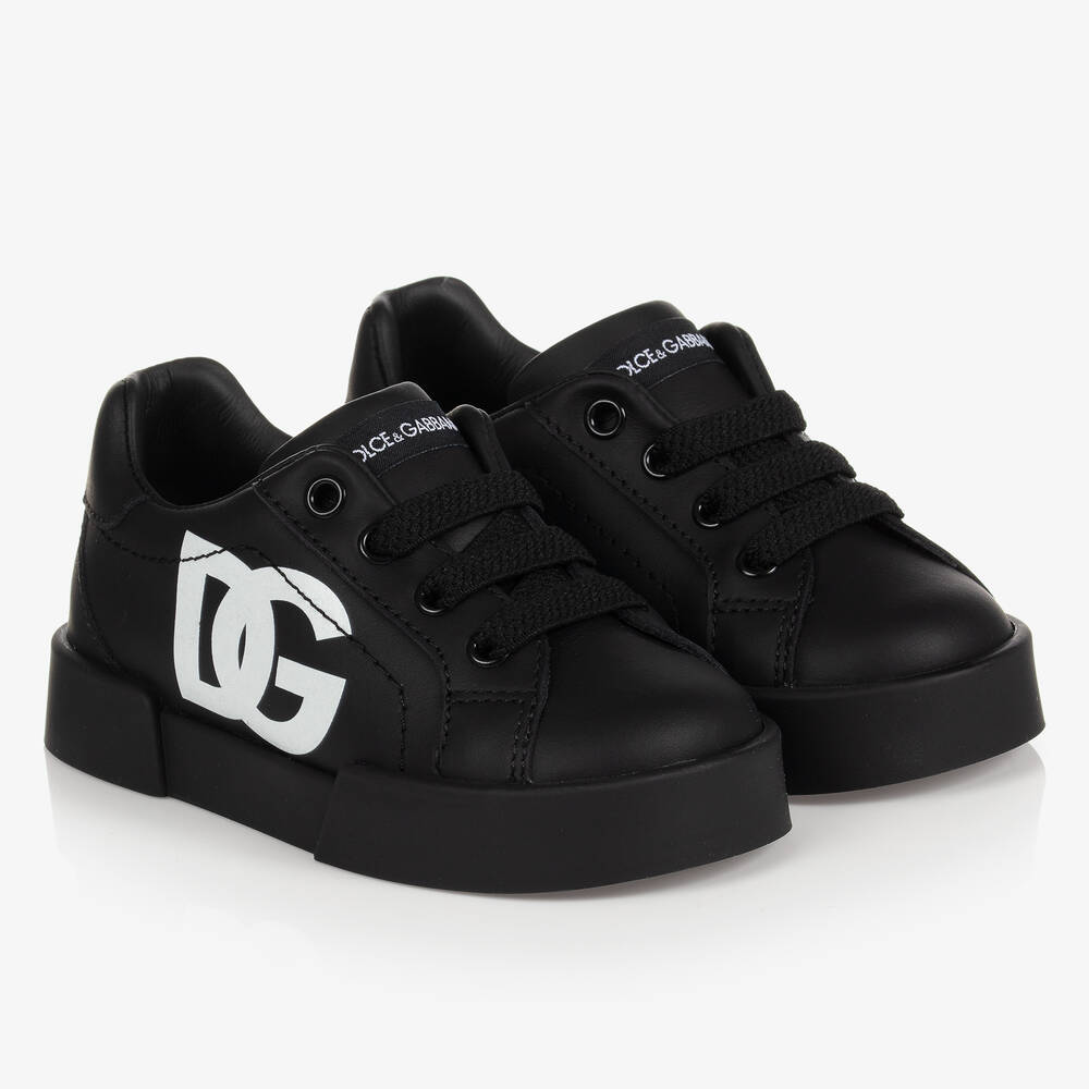 Dolce & Gabbana - Baskets noires en cuir | Childrensalon