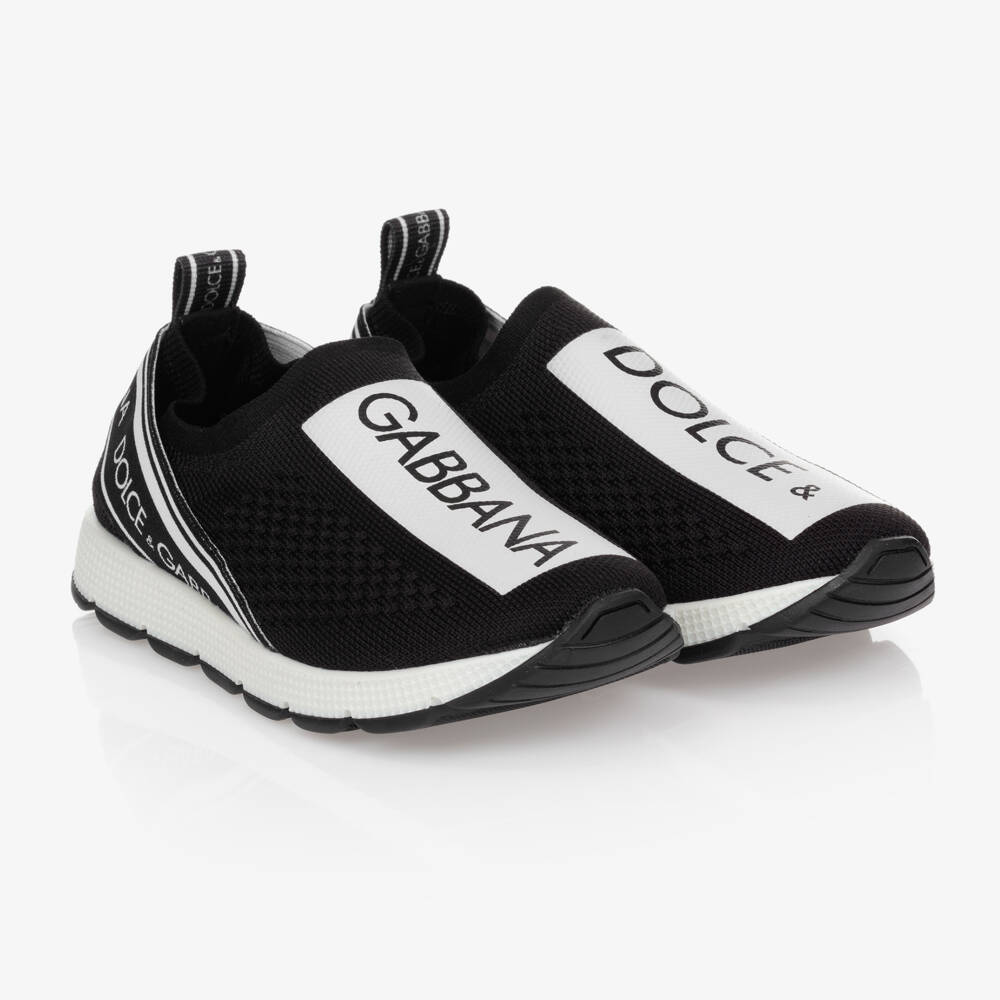 Dolce & Gabbana-Black Logo Slip-On Trainers | Childrensalon Outlet
