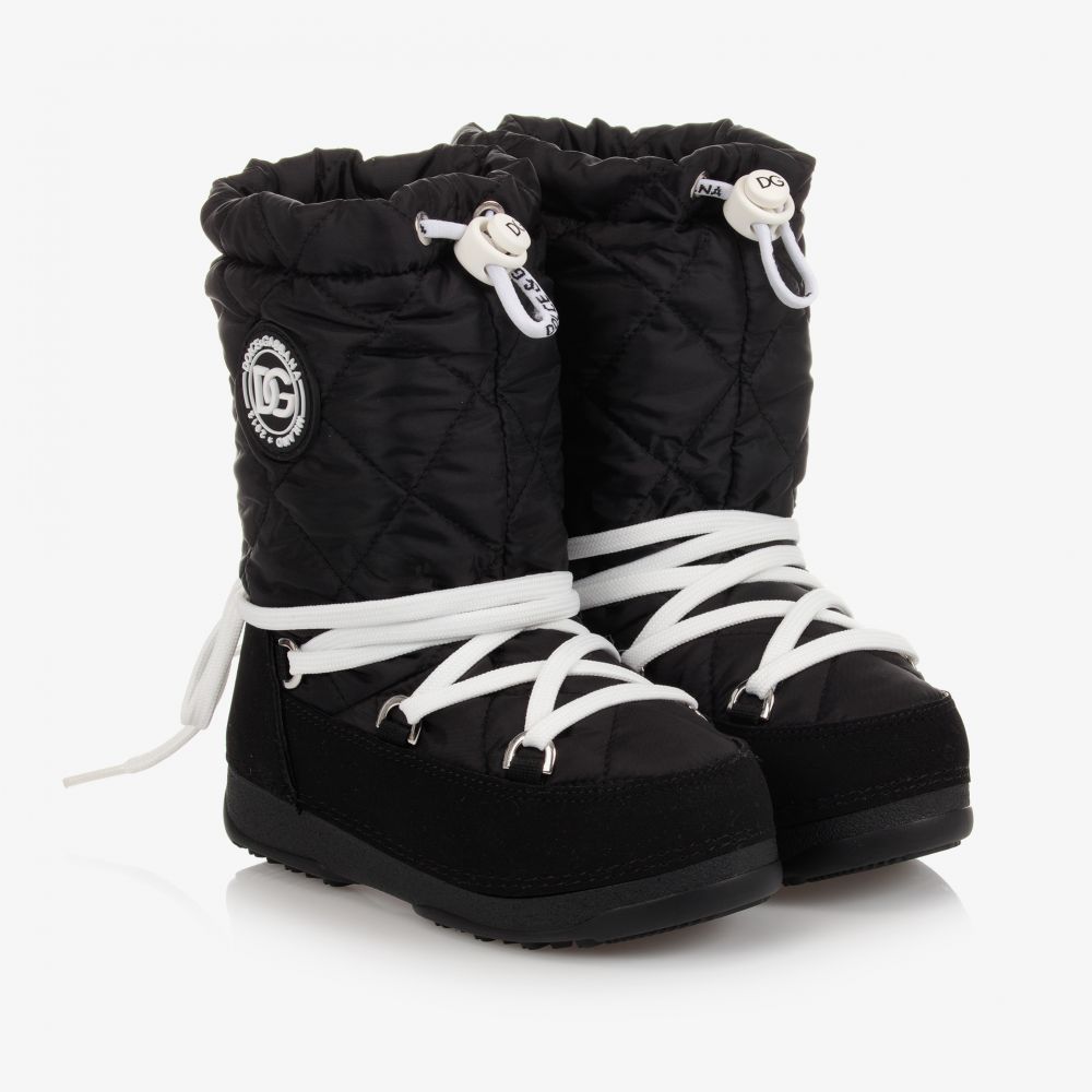 Dolce & Gabbana - Black Logo Snow Boots | Childrensalon