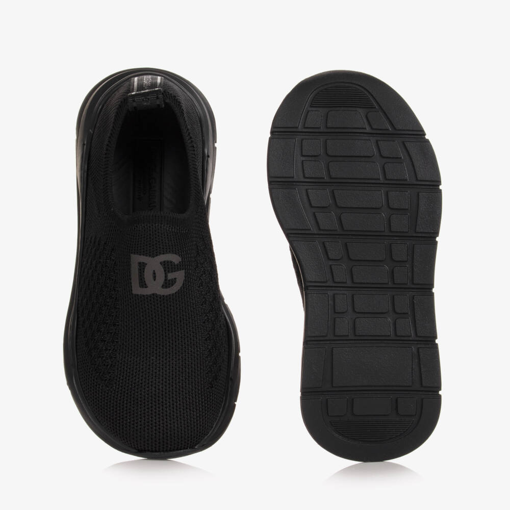 Dolce & Gabbana-Black Logo Sock Trainers | Childrensalon Outlet