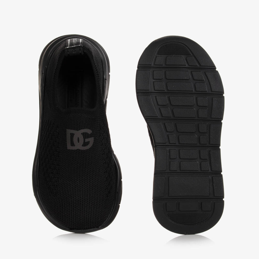 Dolce & Gabbana-Black Logo Sock Trainers | Childrensalon Outlet