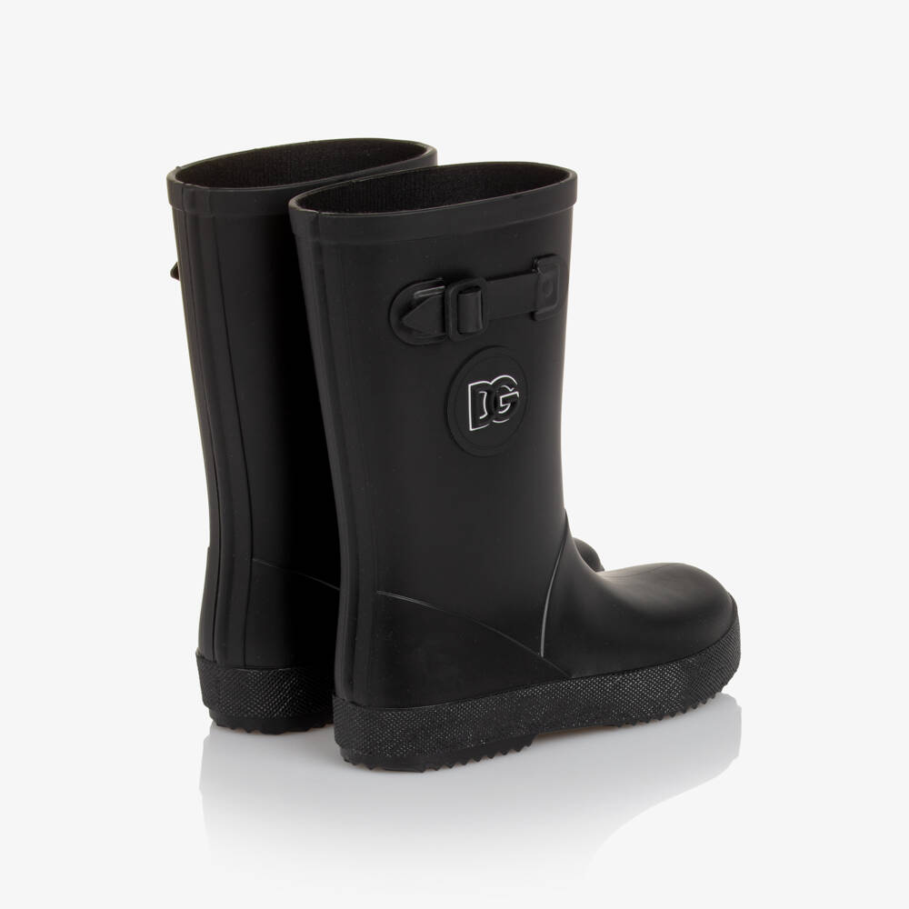 Dolce & Gabbana-Black Logo Wellies | Childrensalon Outlet